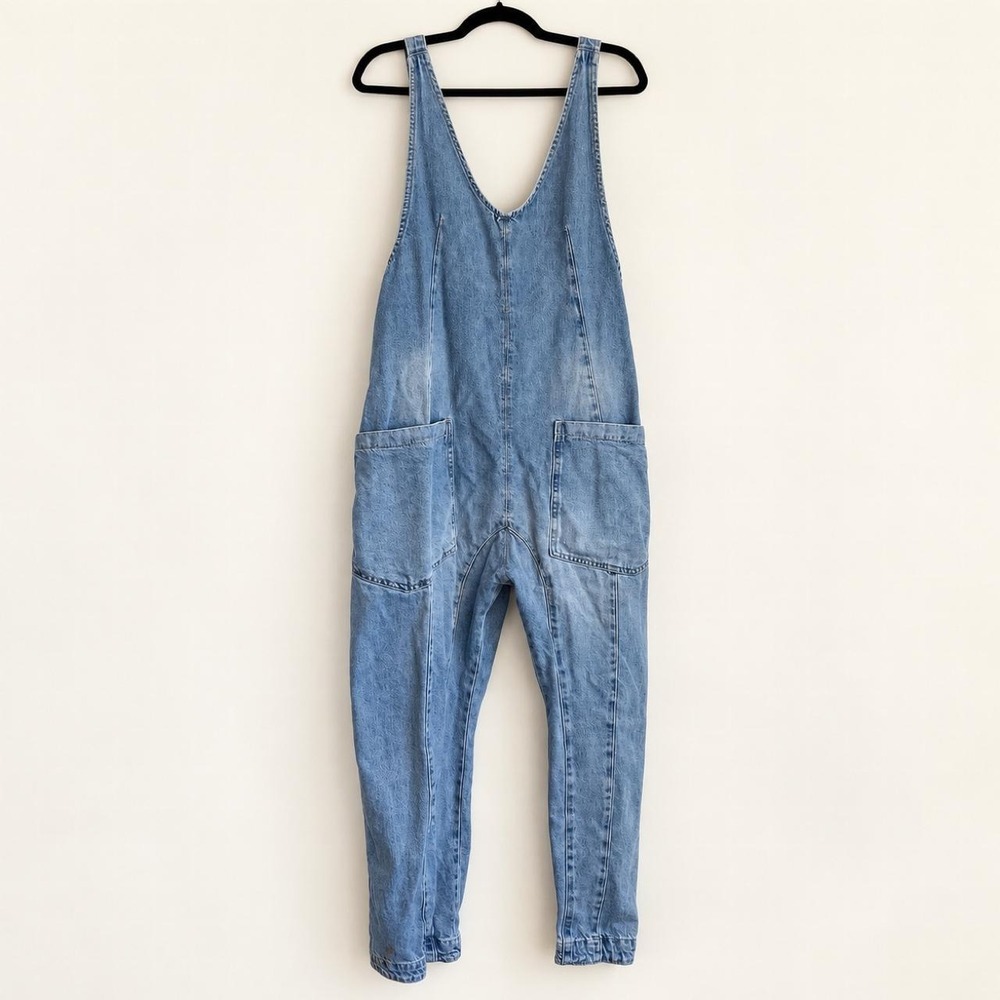 Free People We The Free Slouchy Denim Overalls — Small